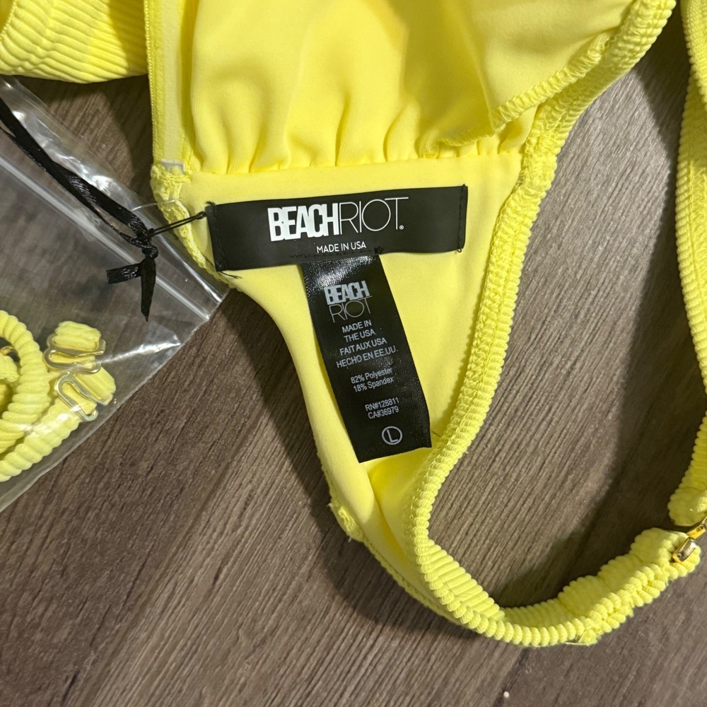 Beach Riot Yellow Ribbed Strapless Bikini Top Swimwear L NEW Anthropologie - Picture 3 of 3